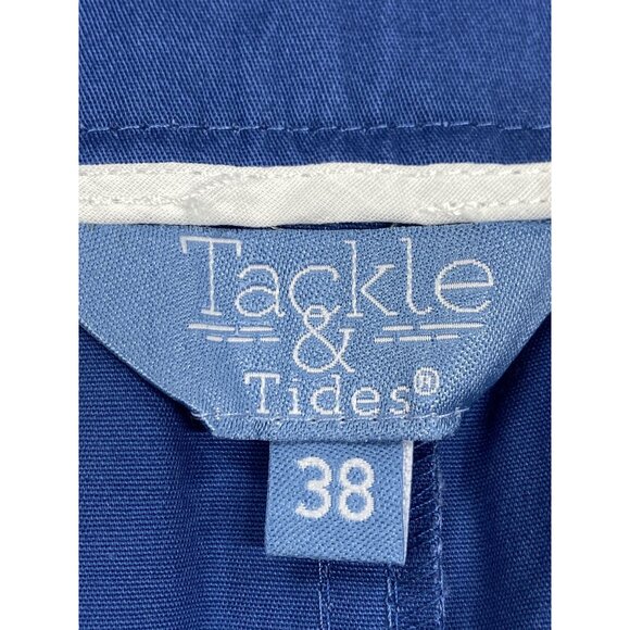 Tackle & Tides Shorts Mens Blue Size 38 Martini Print With Button & Zip Closure - Picture 3 of 8